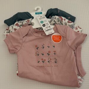 Carter's Floral Print Short Sleeve Tees - Pink, Green, White